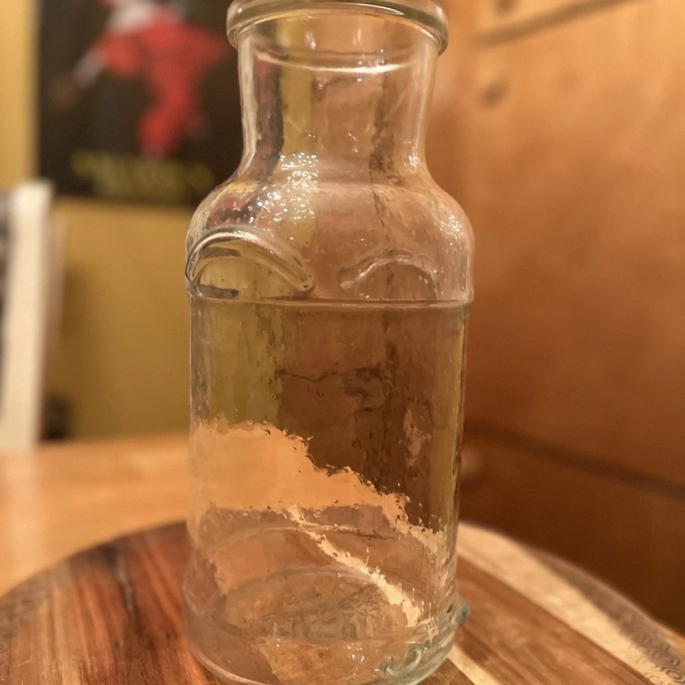 Vintage Clear Glass Milk Can Shaped Kitchen Storage Jar Vase Container MCM